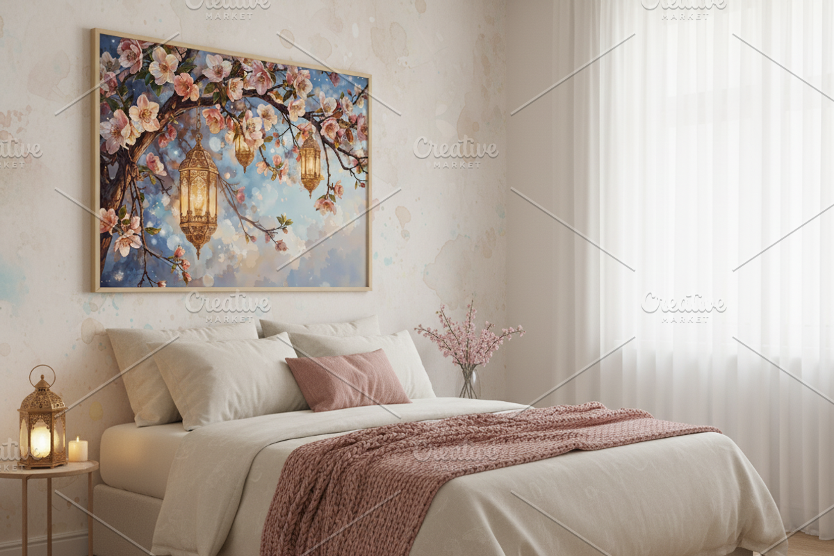 Cherry Blossom Lanterns – Watercolor, a Background Graphic by Floraphoria (Photo 7 of 11)