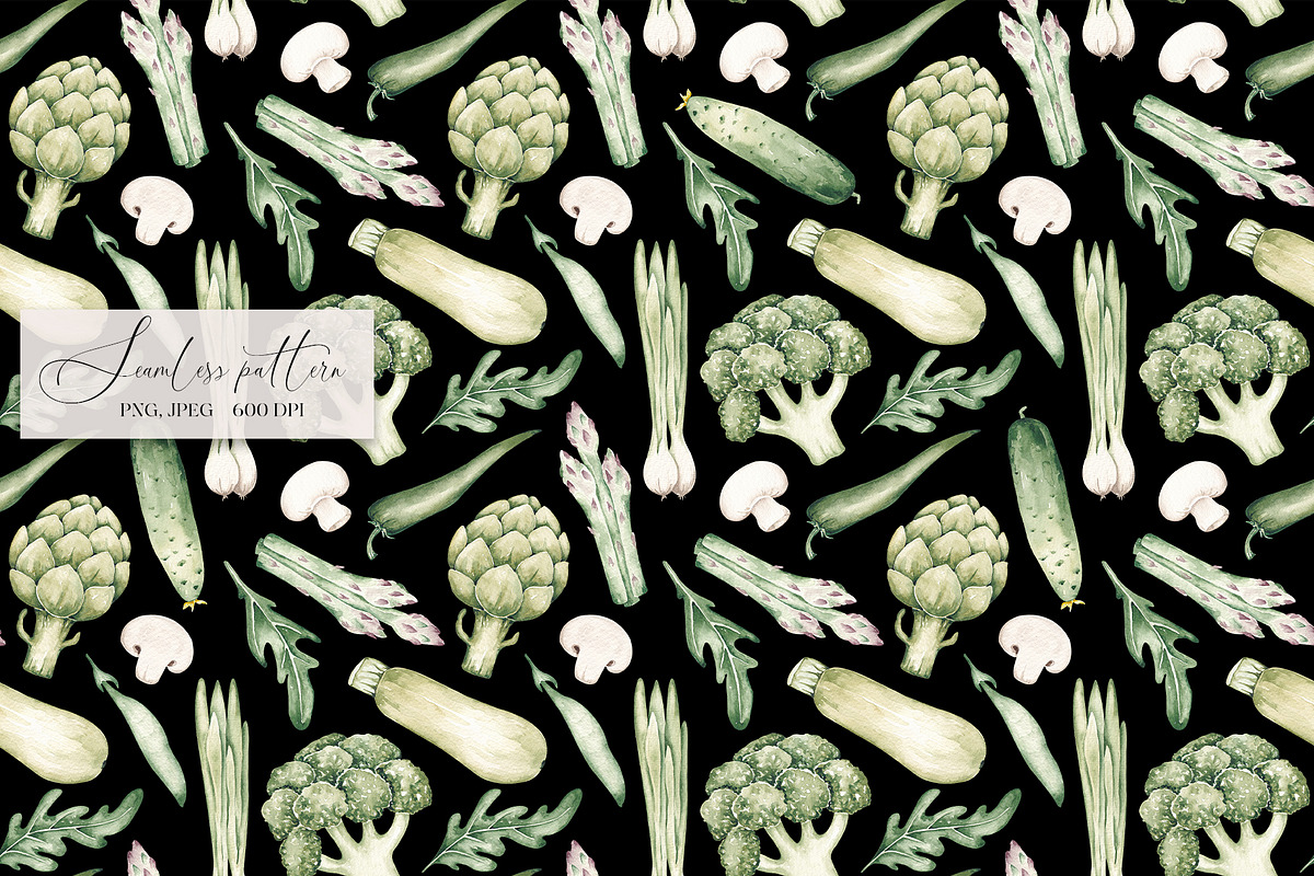 Green Vegetables seamless pattern, a Pattern Graphic by SirenaArt (Photo 7 of 11)