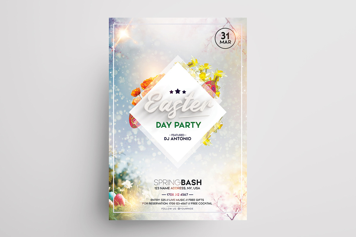 Easter Day Flyer Template (PSD), a Flyer Template by PixelsDesign (Photo 4 of 4)