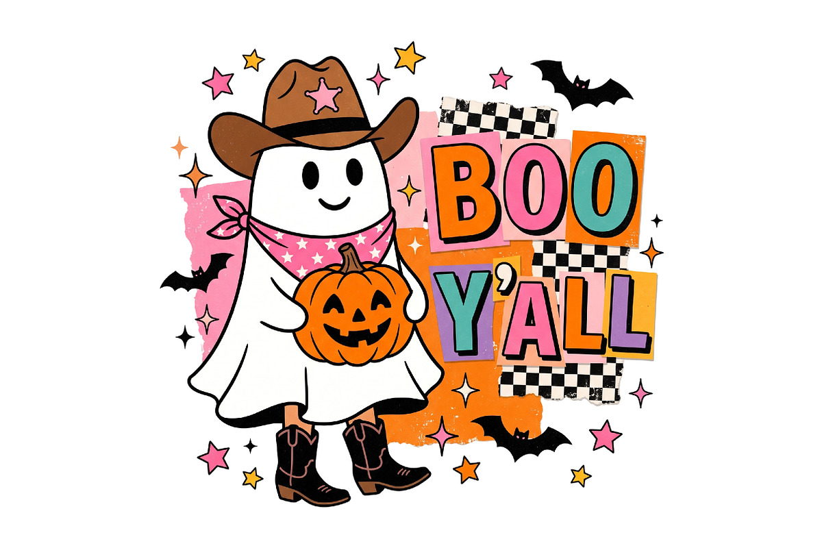 Boo Yall Halloween Sublimation PNG, a Seasonal Illustration by CraftArtStudio (Photo 1 of 4)