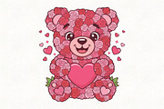 Pink Floral Valentine's Day Bear PNG, an Illustration by CraftArtStudio (Thumbnail 1 of 4)