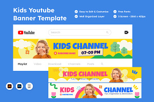 Creative Kids YouTube Banner Design, a Social Media Template by twinstd
