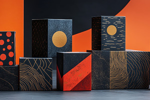 Geometric Boxes: A display of boxes, a Background Photo by Pixeness Studio