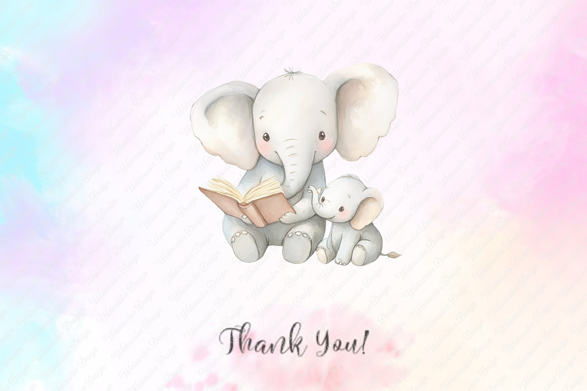 Mother's Day Elephant Clipart, an Illustration by Watercolor design (Photo 9 of 12)