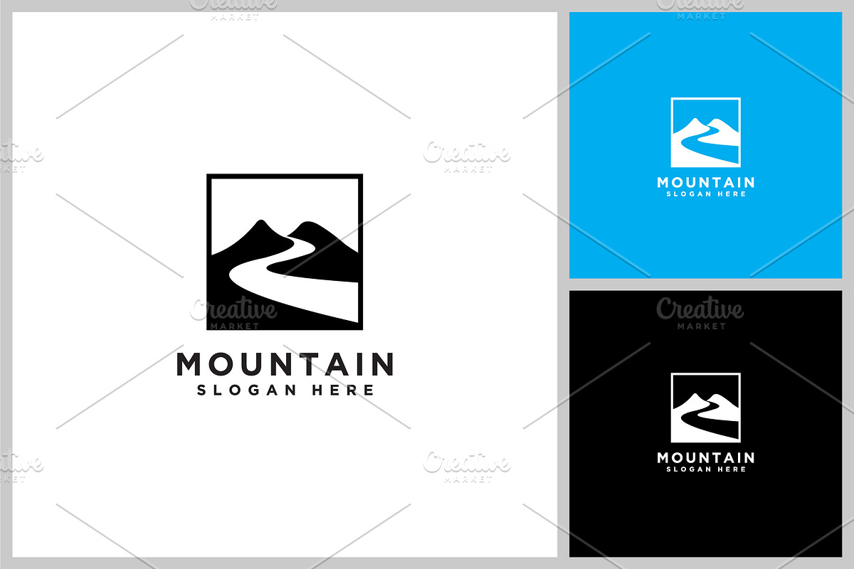 mountain river logo design template, a Branding & Logo Template by quadrazo