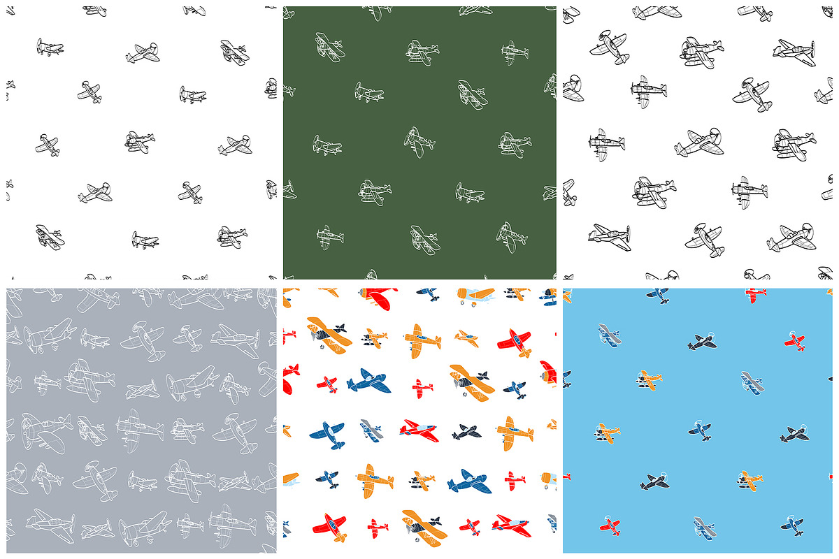 Airplanes. 30 vector patterns, a Pattern Graphic by Alena Stoyko design (Photo 9 of 13)