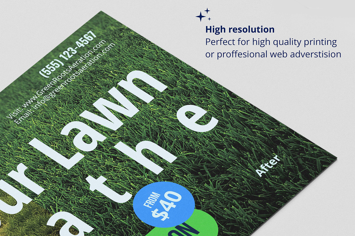 Editable Lawn Aeration PSD Leaflet, a Card Template by Trot (Photo 3 of 4)