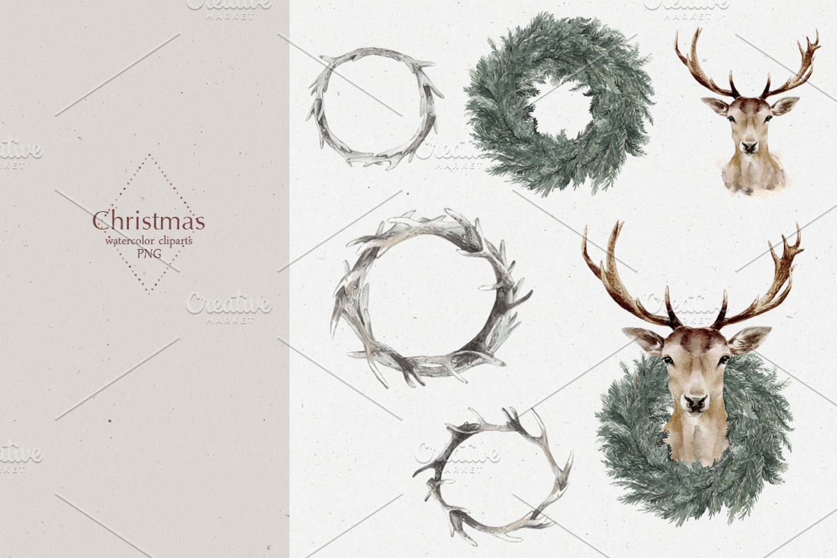 Christmas watercolor decor clipart, an Animal Illustration by Colibri Watercolor (Photo 10 of 13)