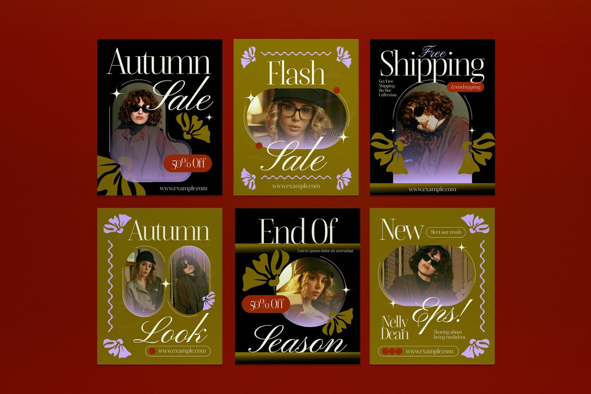Black Fashion Autumn Instagram Set preview 2