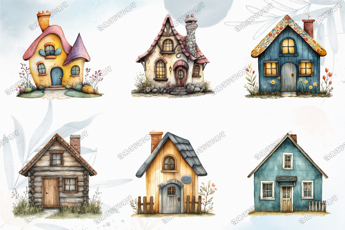 Watercolor Hollow House Clipart, an Illustration by designcity5 (Photo 2 of 5)