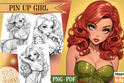 Pin Up Girl Coloring Pages 2026, a Wallpaper Graphic by shopcosm (Thumbnail 1 of 3)