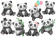 Cute Watercolor Panda Illustrations, an Animal Illustration by Doodle and Stitch (Thumbnail 2 of 2)