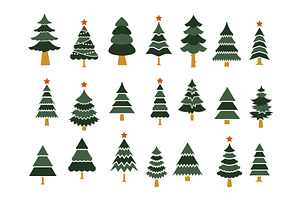 Set of different fir trees. Tree