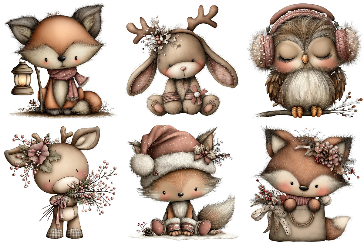 Whimsical Christmas Woodland Animal, an Illustration by Craft Nest (Photo 9 of 9)