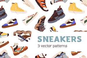 Fashion Sneakers Seamless Patterns