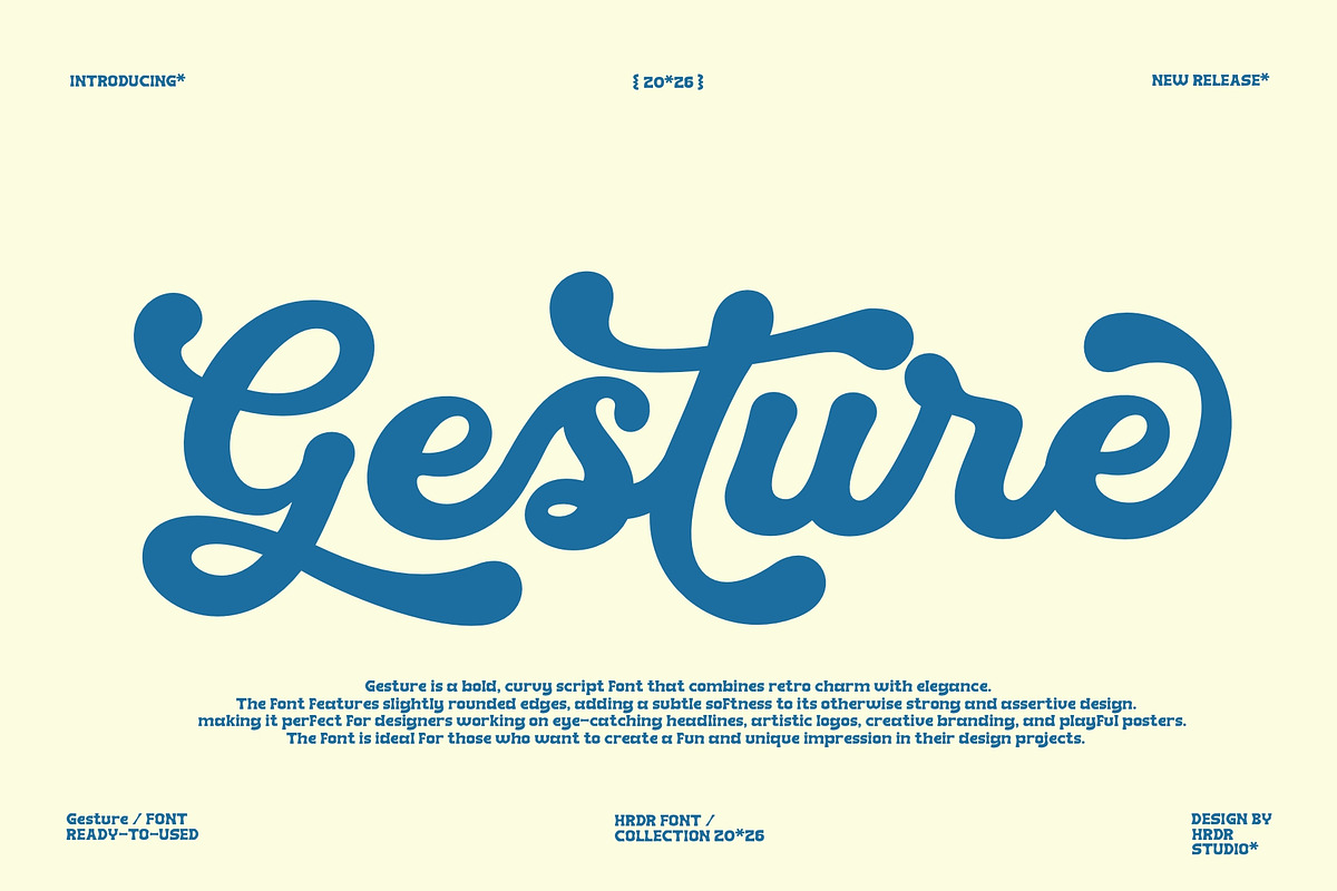 Gesture - Bold Script Font, a Script Font by HRDR (Photo 1 of 9)