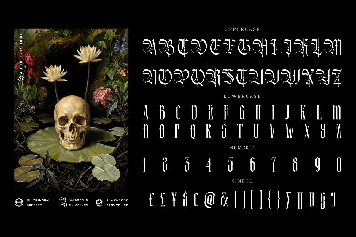 Rosella Mirakle Typeface, a Blackletter Font by alit design (Photo 2 of 20)