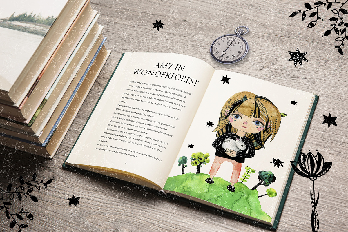 Amy in Wonderforest - hand drawn set, a Decorative Illustration by Satika (Photo 5 of 15)