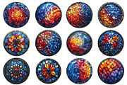 4th of July Stained Glass PNG, an Illustration by SinaCreation (Thumbnail 2 of 5)