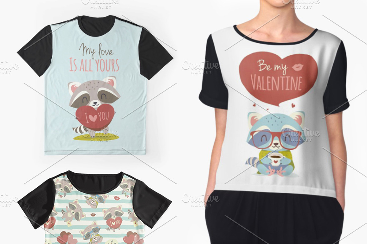 St. Valentine's Day Raccoon Set, an Animal Illustration by SunnyWS (Photo 7 of 8)
