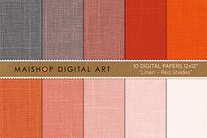 Red Linen Digital Paper Textures