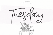Tuesday - Handwritten Script Font, a Script Font by KA Designs (Thumbnail 1 of 11)