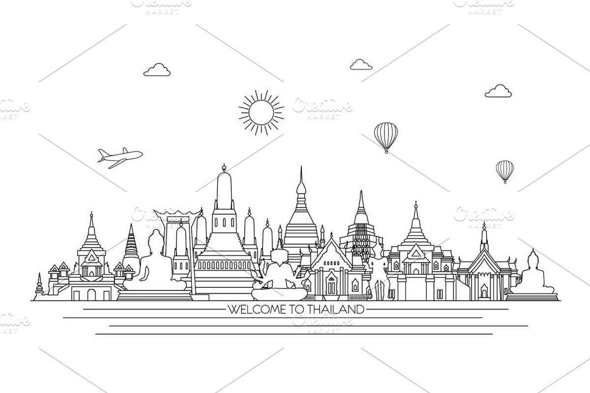 Thailand line art skyline, an Illustration by LisaKolbasa (Photo 2 of 3)