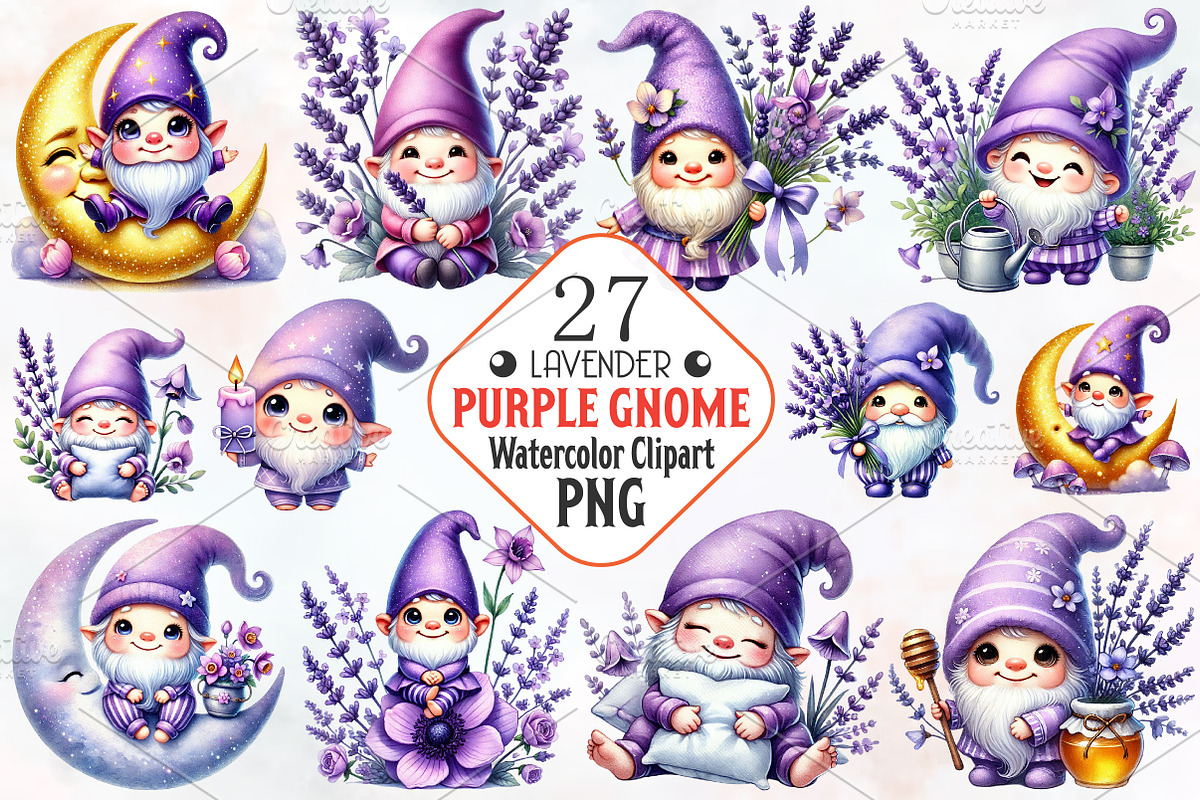 Lavender purple gnome sublimation, an Illustration by RobertsArt (Photo 1 of 7)