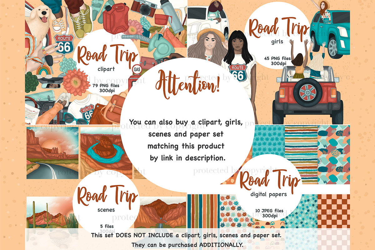 Road Trip Digital Paper, a Texture Graphic by GlamArtZhanna (Photo 3 of 3)