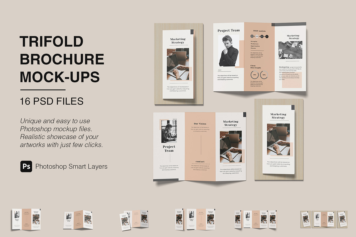 A4 Trifold Brochure Mockup Bundles, a Brochure Template by Graphic Aesthetic (Photo 1 of 20)