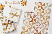 Warm Florals pattern & clipart, a Pattern Graphic by Cozy pattern shop (Thumbnail 4 of 11)