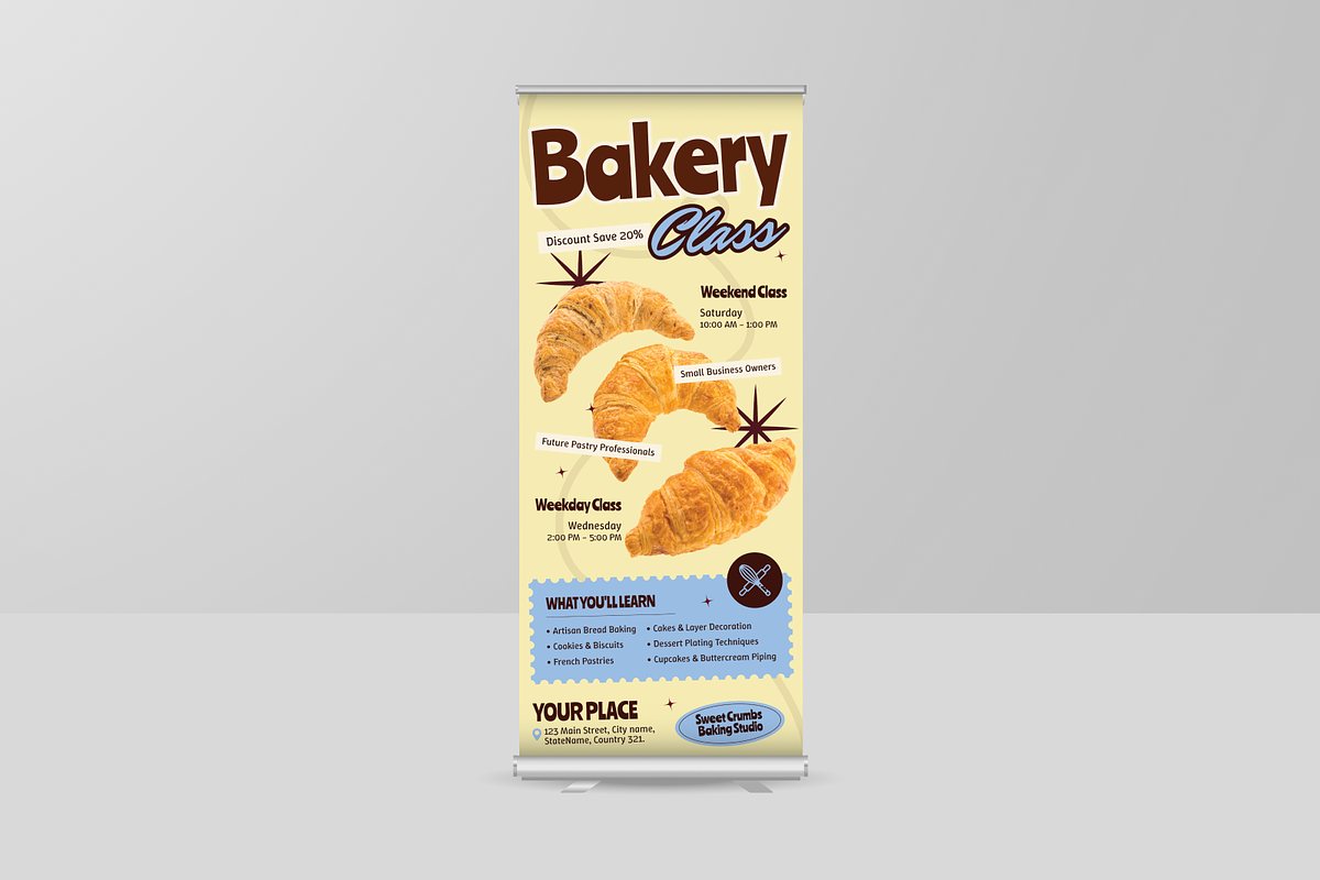 Modern Bakery Class Roll Up Banner, a Poster Template by Annora Studio (Photo 6 of 6)