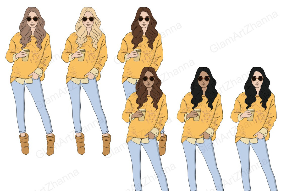 Autumn Girls Clipart, a Person Illustration by GlamArtZhanna (Photo 4 of 4)