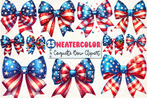 Coquette Bow 4th of July Clipart, a Seasonal Illustration by Rose Art