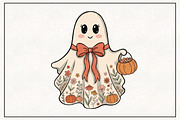 Cute Halloween Ghost PNG, a Work Illustration by CraftArtStudio (Thumbnail 1 of 4)