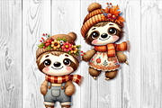 Cute Autumn Sloth Clipart Set, a Seasonal Illustration by V Design Creator (Thumbnail 5 of 9)