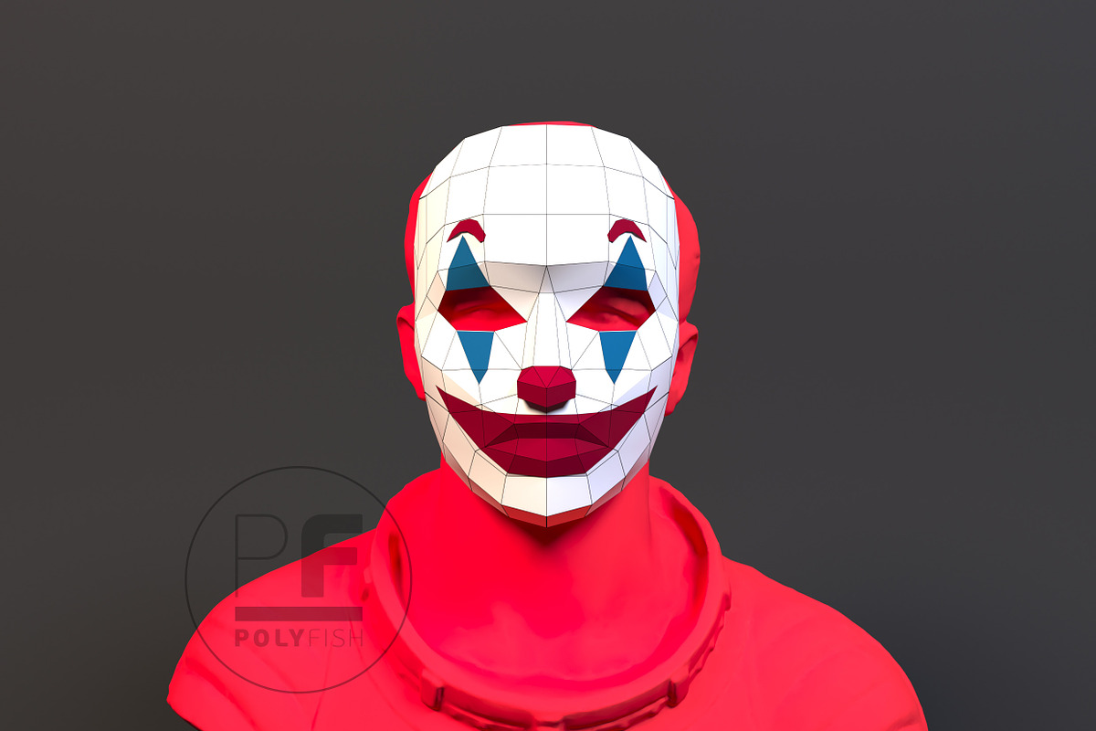 DIY Joker Mask 3D model template, an Object Graphic by PolyFish (Photo 2 of 4)