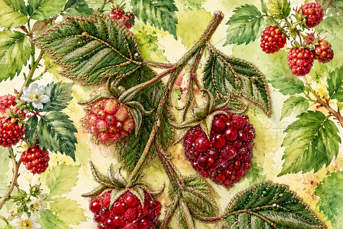 Beaded Raspberry Sprig PNG, an Object Graphic by The Edit (Photo 2 of 3)