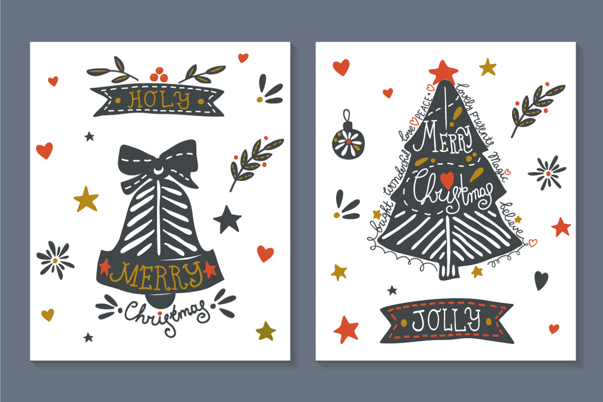 Hand drawn Christmas elements set preview 2