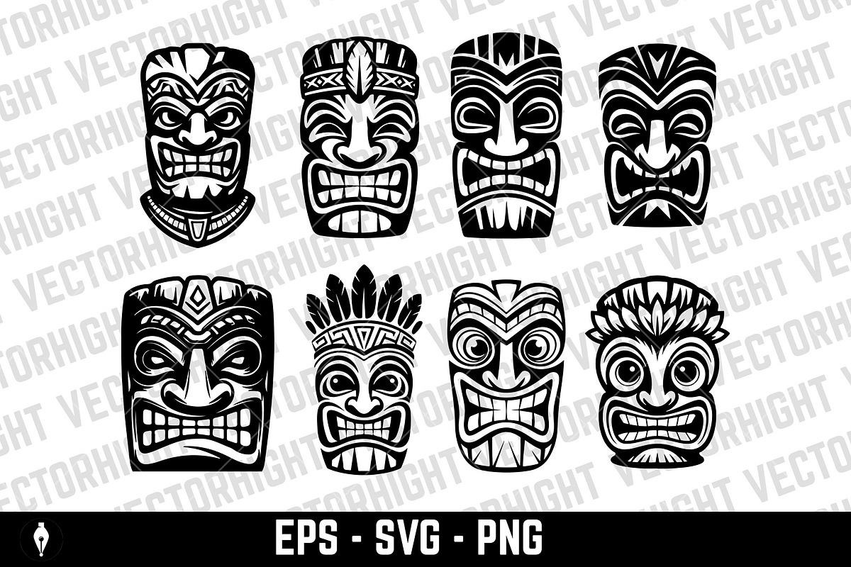 Tiki totem mask, Hawaiian indigenous, an Illustration by Vectorhight