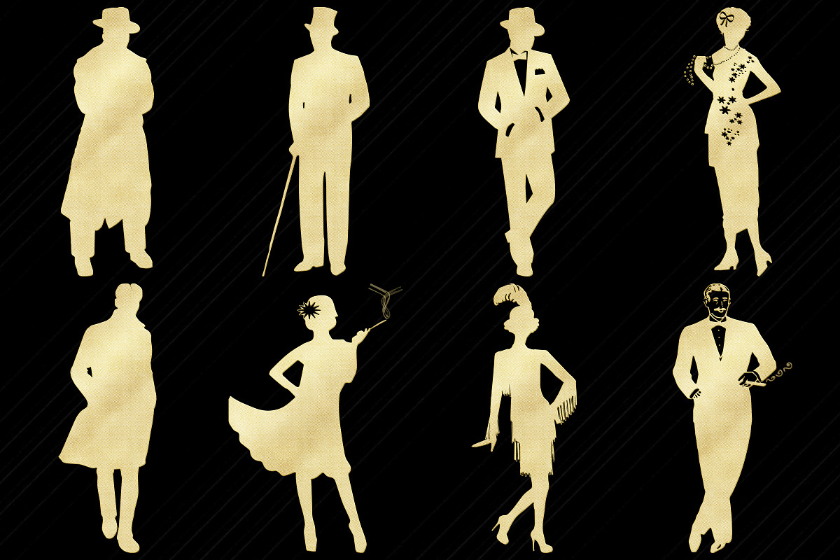 Gatsby Gold Foil People Clip Art, a Person Illustration by FrankiesDaughtersDesign (Photo 5 of 5)