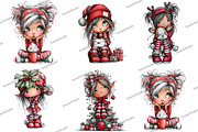 Sweet Christmas Elf Girl Clipart, an Illustration by DreamArtGraphic (Thumbnail 3 of 5)