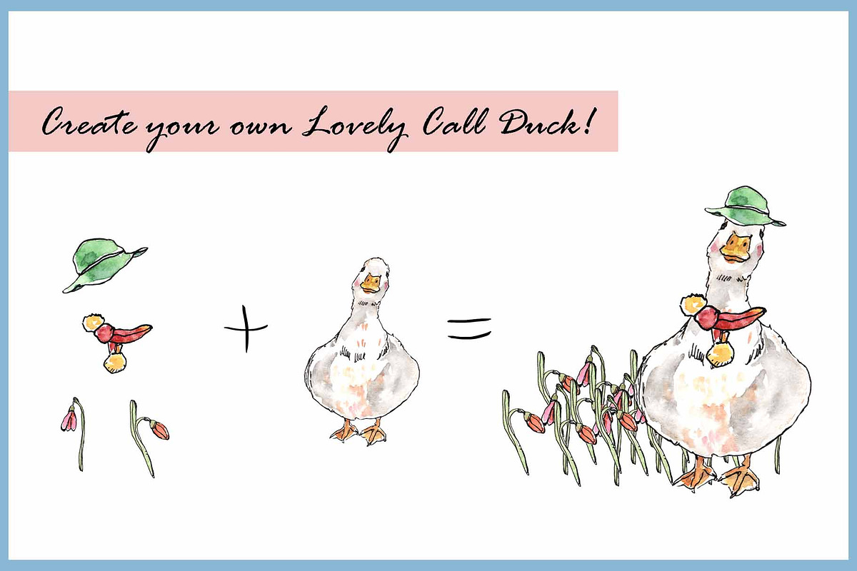 Call Duck Clipart Digital Paper, an Illustration by VianneArt (Photo 5 of 7)