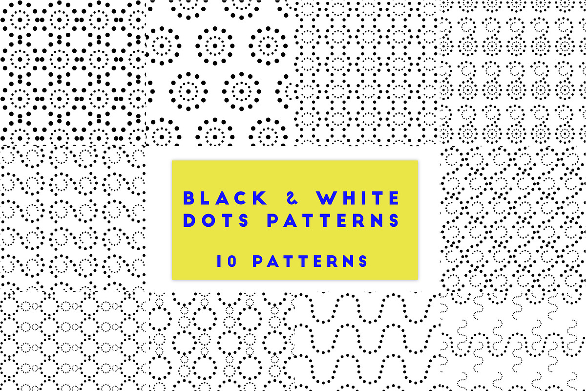 black & white dots patterns, a Pattern Graphic by designbydi (Photo 3 of 14)