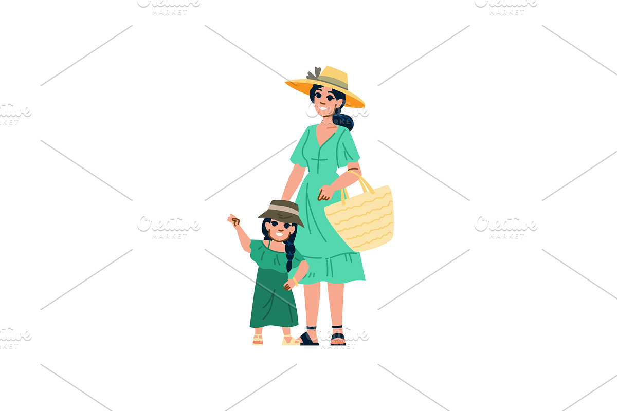 Mother and daughter wearing summer, a Sport Illustration by pikepicture