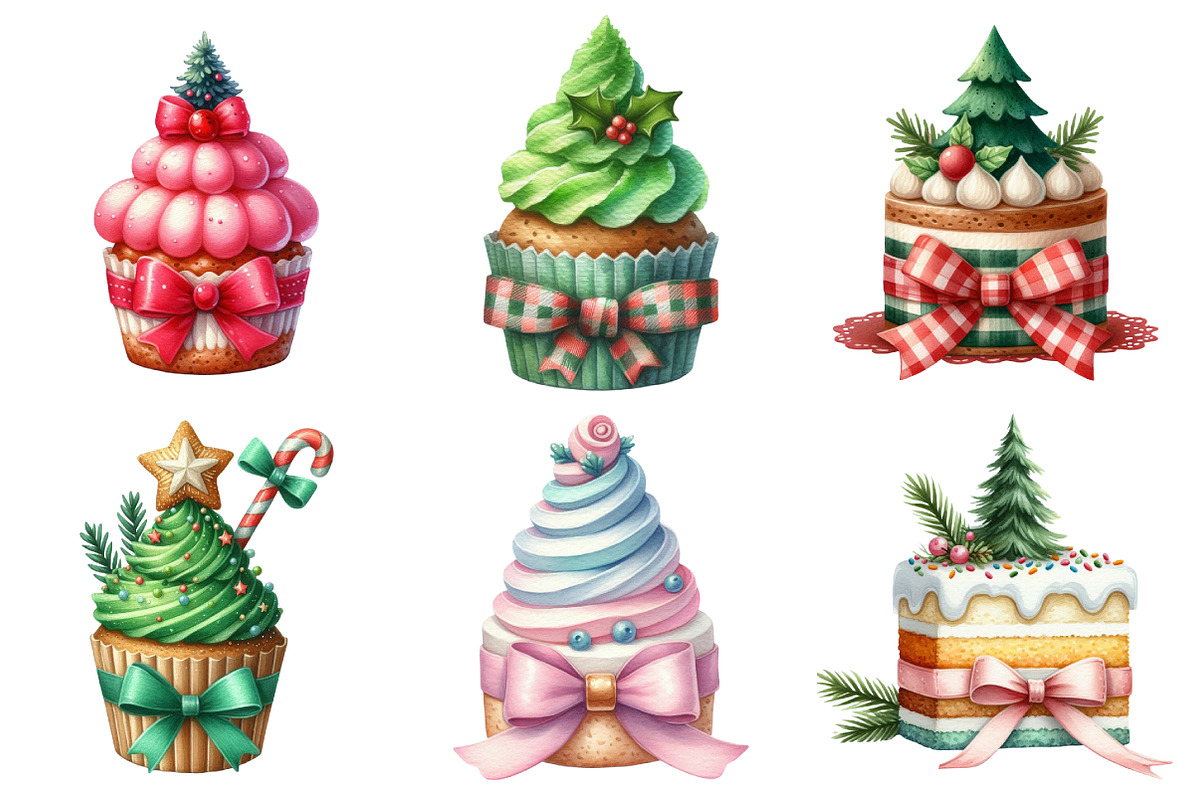 Cute Christmas Tree Cake Bow Clipart, an Illustration by Daily.Designs (Photo 3 of 5)