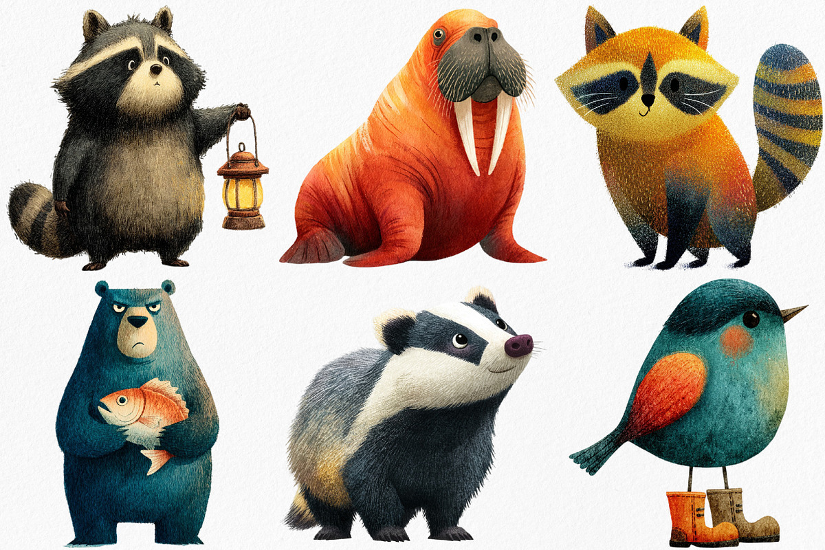 Watercolor Quirky Animals Clipart, an Illustration by Canvas Craft (Photo 4 of 8)
