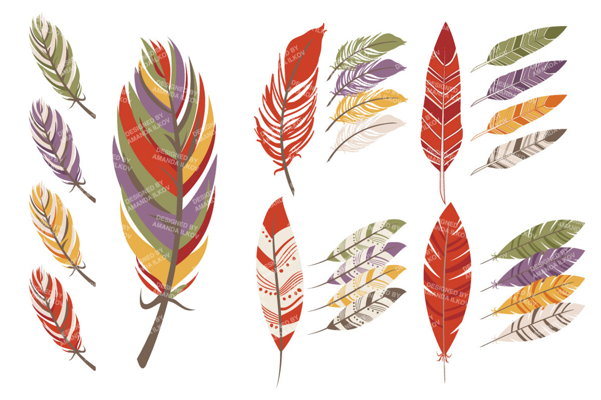 Autumn Tribal Feathers Clipart, an Illustration by Amanda Ilkov (Photo 4 of 4)