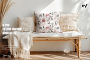 Boho Pillow Mockups bundle PSD, a Household Mockup by GraphicVil (Thumbnail 1 of 9)