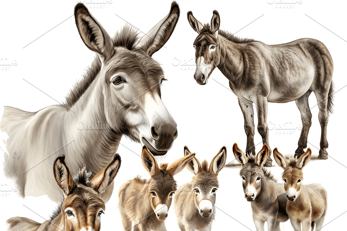 Watercolor Donkey Clipart, an Object Graphic by ArtisticTimberStudio (Photo 2 of 2)